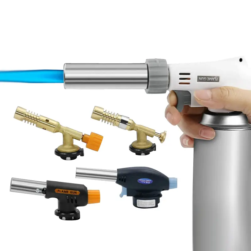 Outdoor Camping Flame Gun Portable Blow Torch Aluminum Flame Gun Lighter Flame Gun Gas Torch