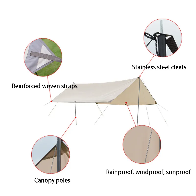 Waterproof Sun Shelter Tent Tarp Anti UV Beach Tent Camping Hammock Rain Fly Outdoor Sunshade Canopy Awning Shade