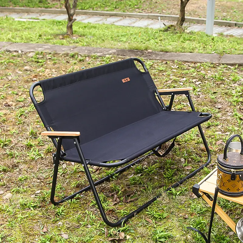 Camping Hiking Gear Portable Double Seats Folding Beach Chair With Hanging Handel For Camping And Travelling