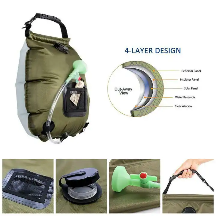 Outdoor Tools Hiking Climbing Bath Equipment Shower Head Switchable Solar Bath Bag 20L Water Bags Outdoor Camping Shower Bag