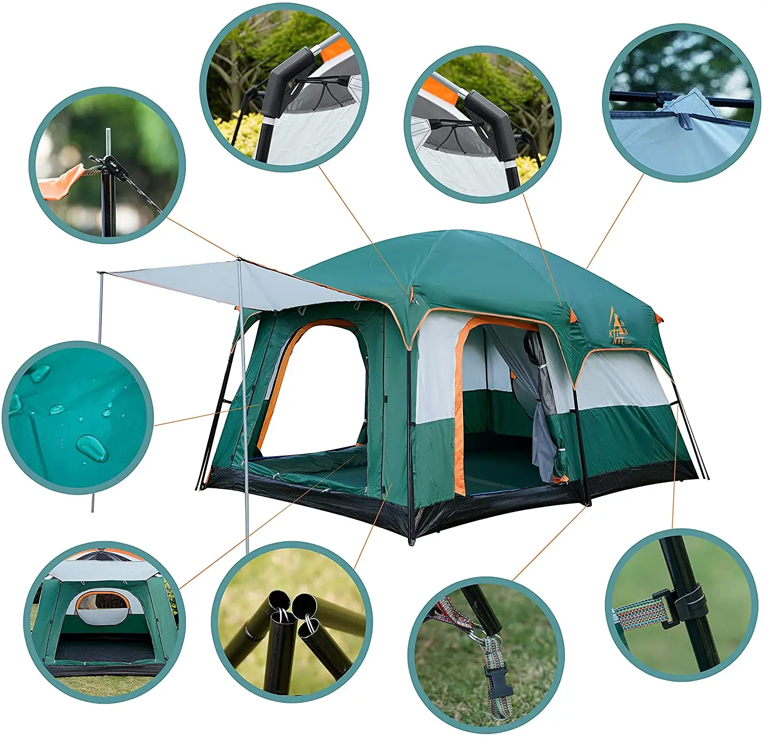 Camping Waterproof 2 Bedrooms Camping stable Extra Large Tent Family Cabin Tents Outdoor Camping Tent