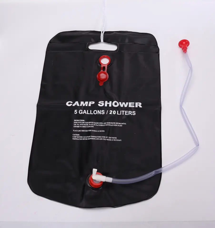 solar water heater outdoor Other camping gear In Stock hot custom 20L portable camping shower 5 gallons heating pipe bag