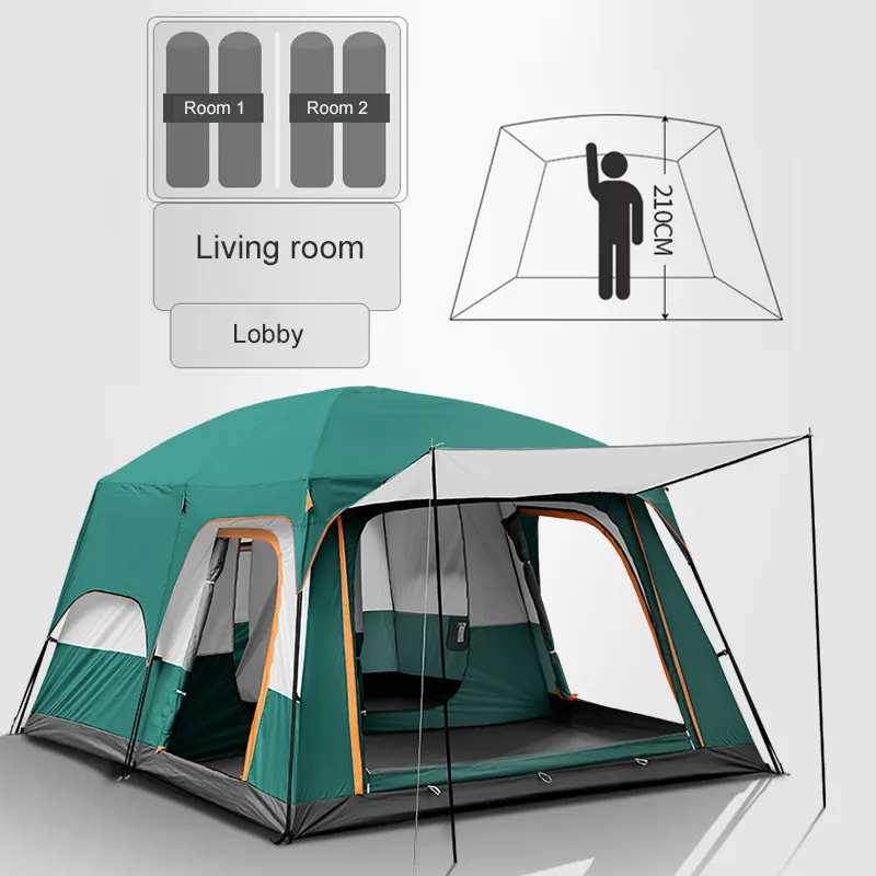 Camping Waterproof 2 Bedrooms Camping stable Extra Large Tent Family Cabin Tents Outdoor Camping Tent