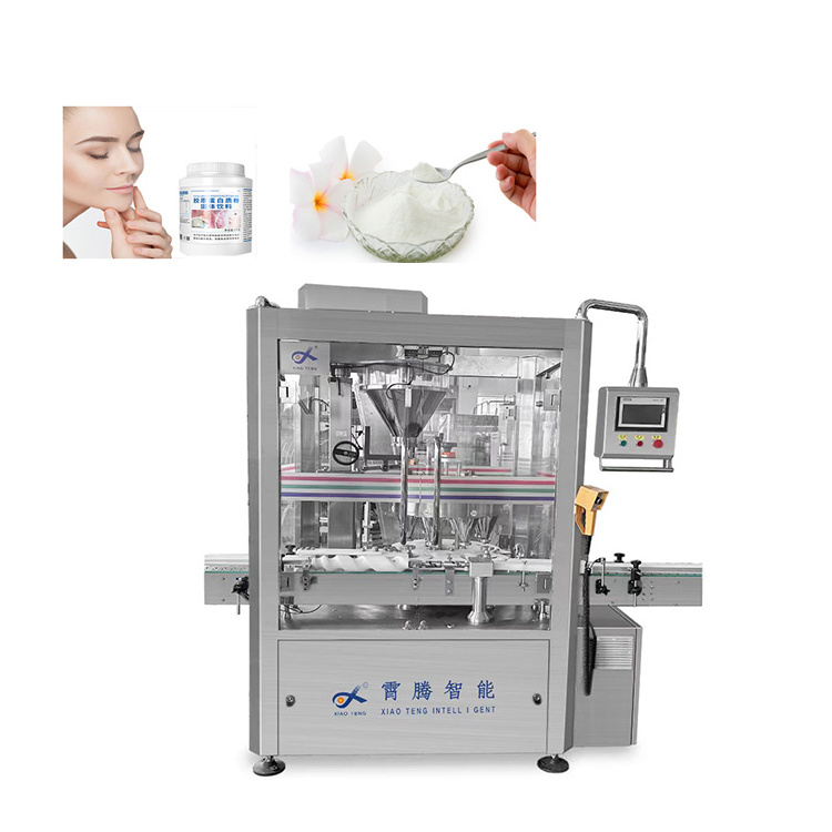 2024 XiaoTeng Brand Automatic pepper powder protein powder Rotary filling and capping machine for coffee powder production line