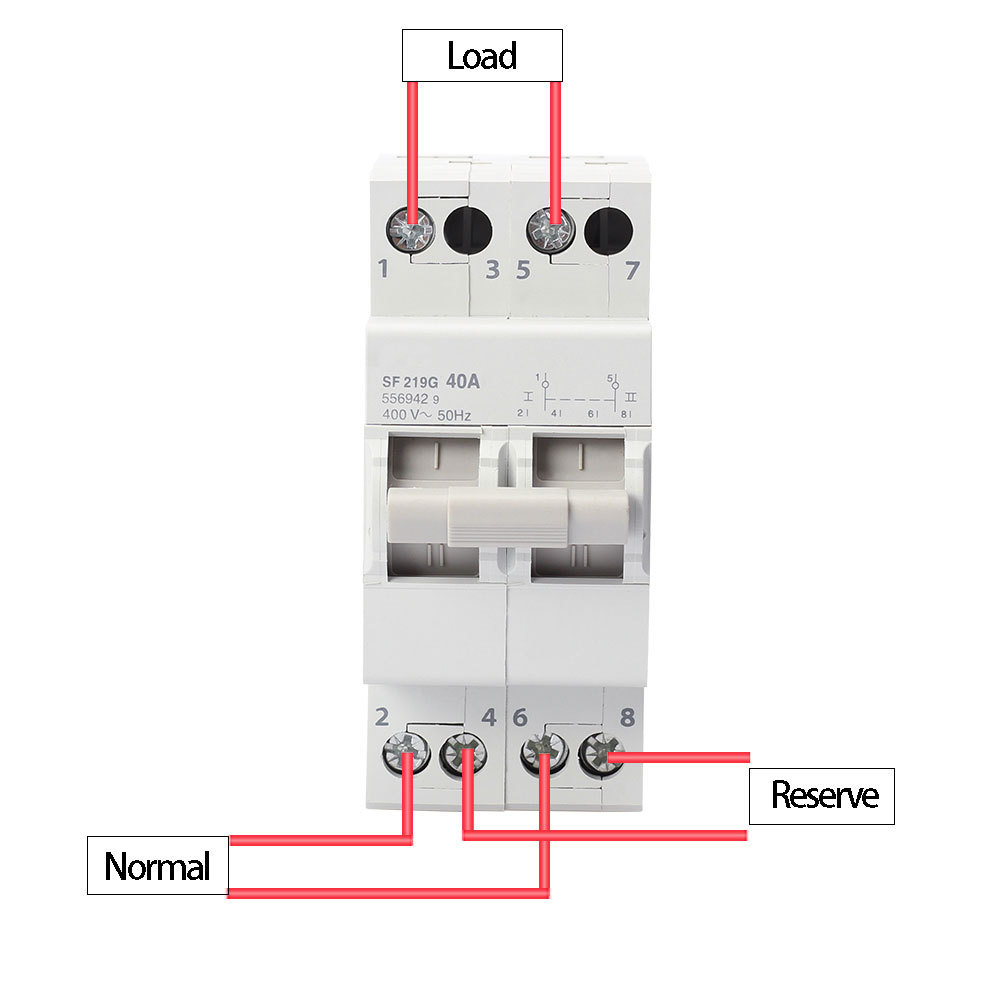 SF219G SF219F SF263 Change over Switch 2P 25A 40A 63A 2 Pole 2 way centre off Din Rail type Modular Manual Changeover Switch