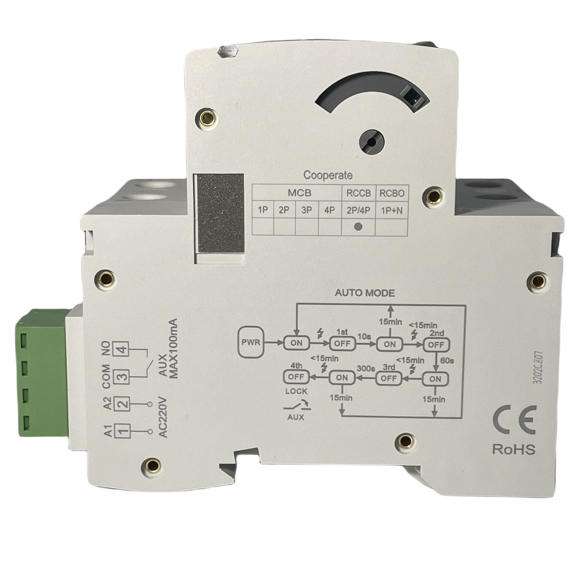 Self Reclosing differential switch 2P 4P 40A 63A 30mA 300mA Auto Recloser Circuit Breaker ELCB RCD RCCB with reclosing