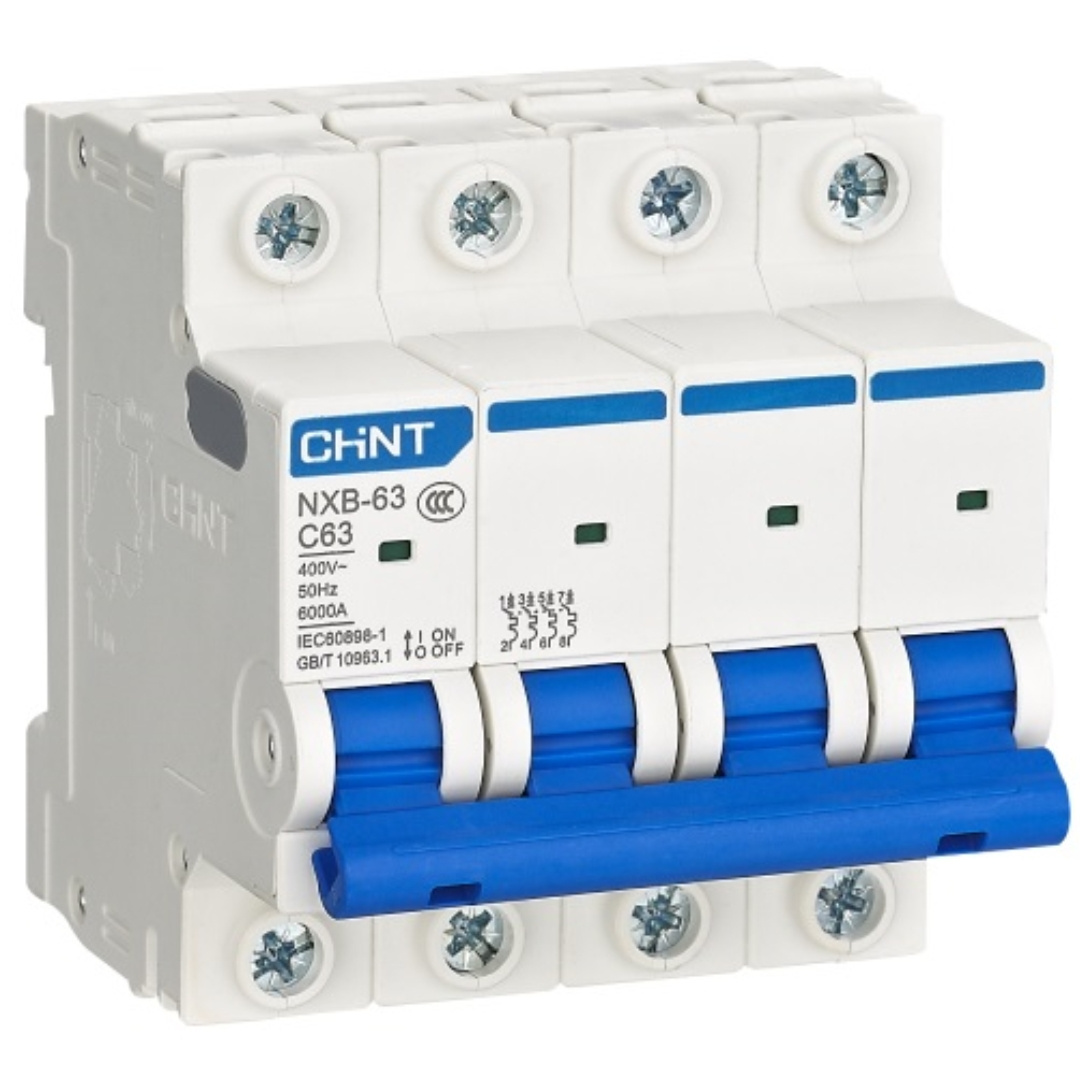 Chint NXB-63 MCB 1P 2P 3P 4P 1A 2A 3A 4A 6A 10A 16A 20A 32A 40A 63A Curve B C D Chnt Miniature Circuit Breaker