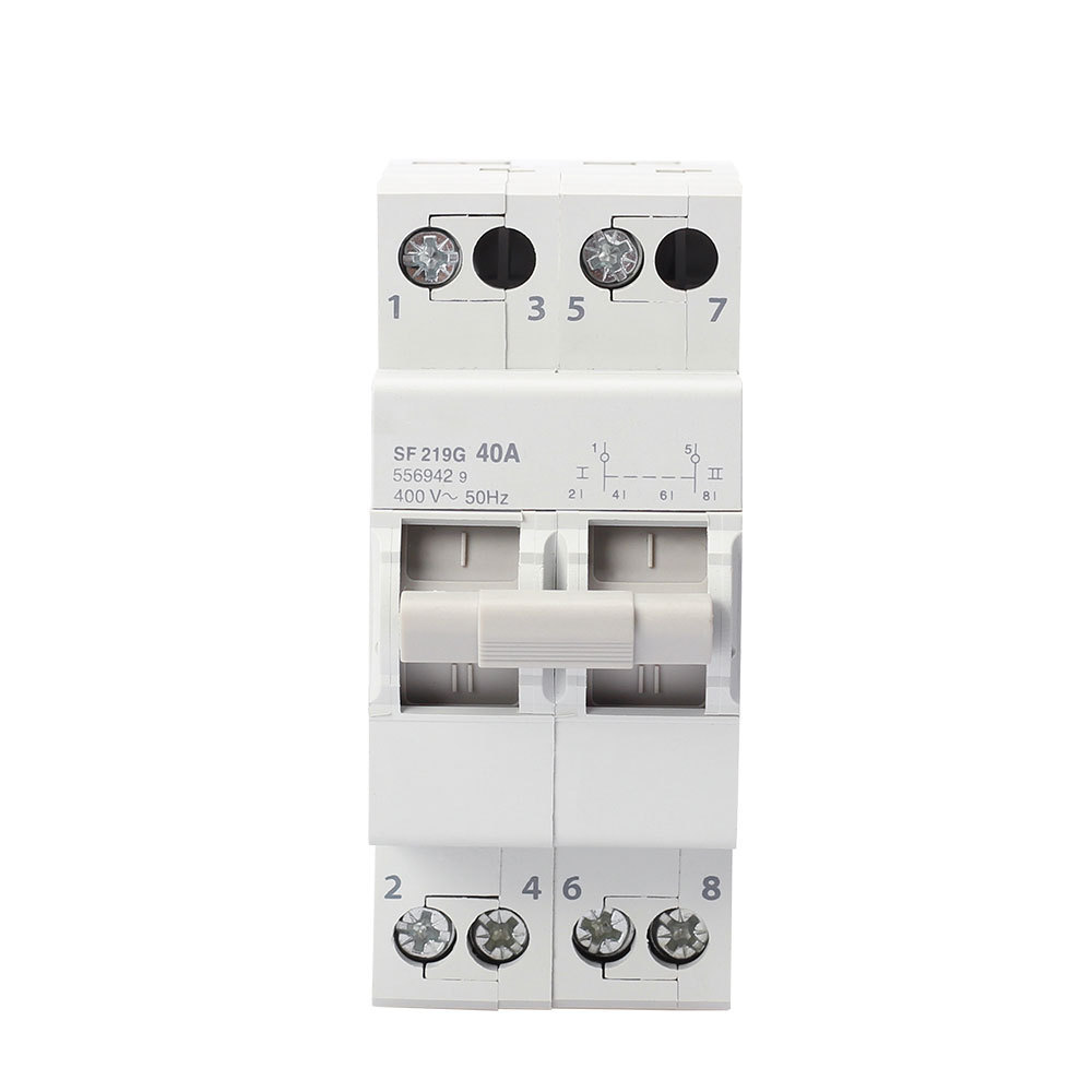 SF219G SF219F SF263 Change over Switch 2P 25A 40A 63A 2 Pole 2 way centre off Din Rail type Modular Manual Changeover Switch