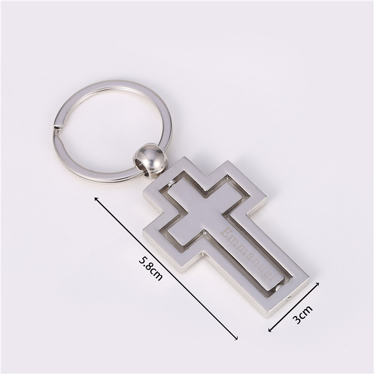 Luxurious metal rotate christian cross keychain