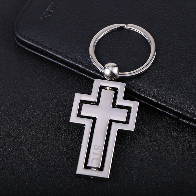 Luxurious metal rotate christian cross keychain