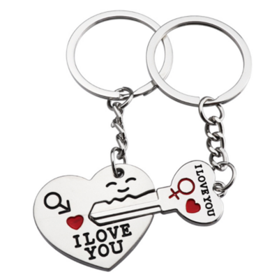 Metal personality couple I love you key and heart keychain lover keychain