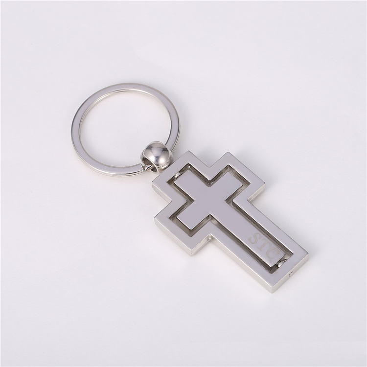 Luxurious metal rotate christian cross keychain