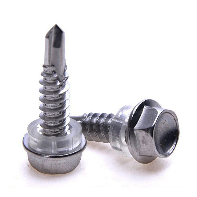 Metal Galvanized Hex Washer Head Self Drilling Umbrella Painted Color Roofing Screws With Rubber Washer