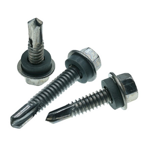 Metal Galvanized Hex Washer Head Self Drilling Umbrella Painted Color Roofing Screws With Rubber Washer