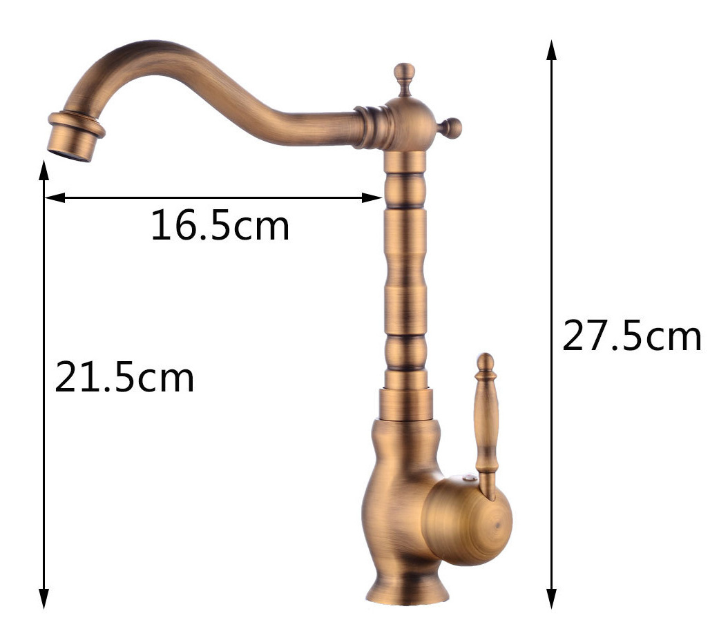 Antique kitchen mixer brass copper hot cold water sink  single lever deck mount high spout kitchen faucet