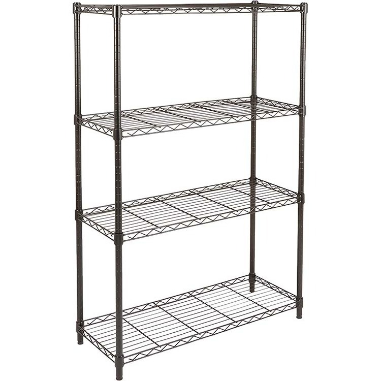 Black Steel Organizer Wire Rack 4-Shelf Adjustable Heavy Duty Storage Shelving