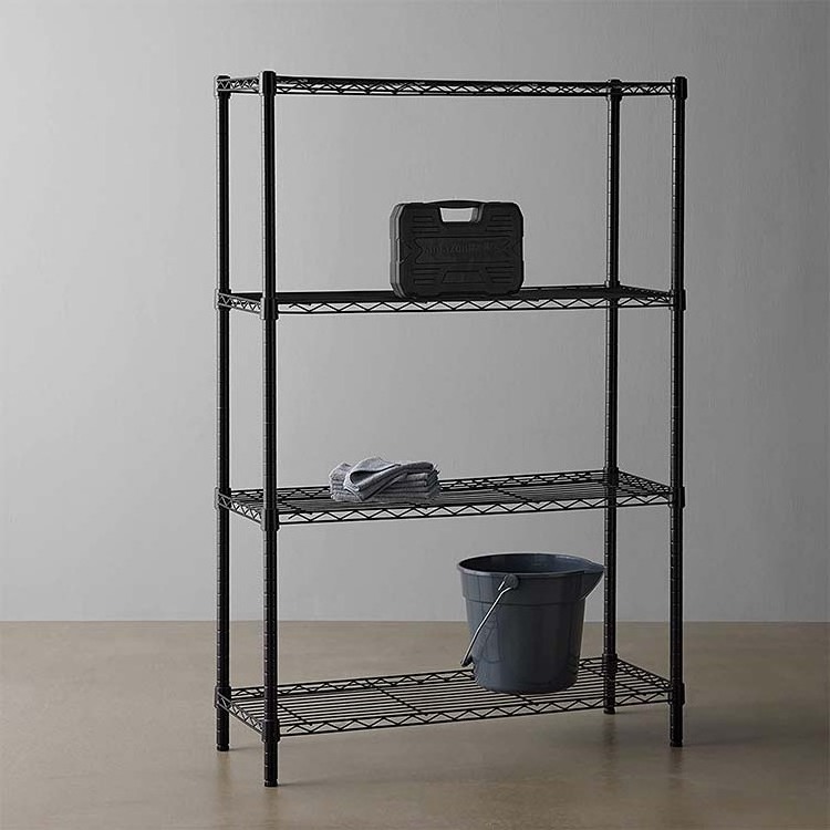 Black Steel Organizer Wire Rack 4-Shelf Adjustable Heavy Duty Storage Shelving