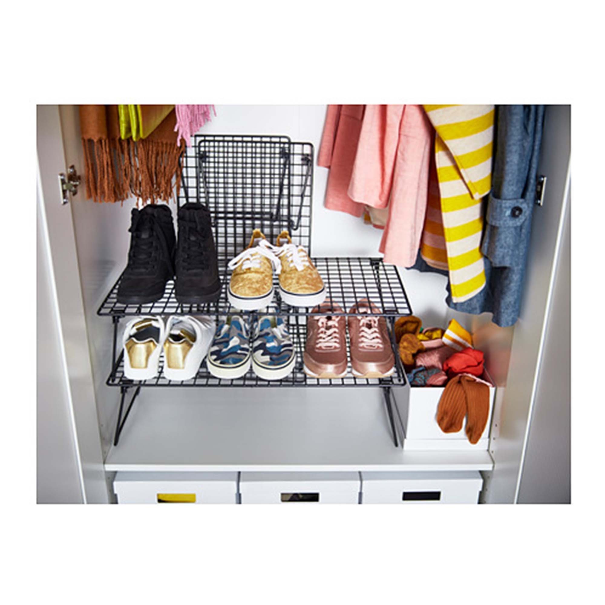 Storage Shelves Black Shoe Rack