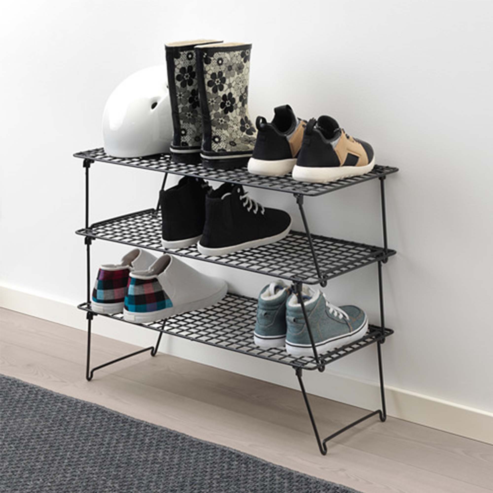 Storage Shelves Black Shoe Rack