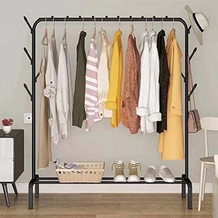 Metal Cloth Stand Clothes Hanger Stand Clothe Rack With Shelves