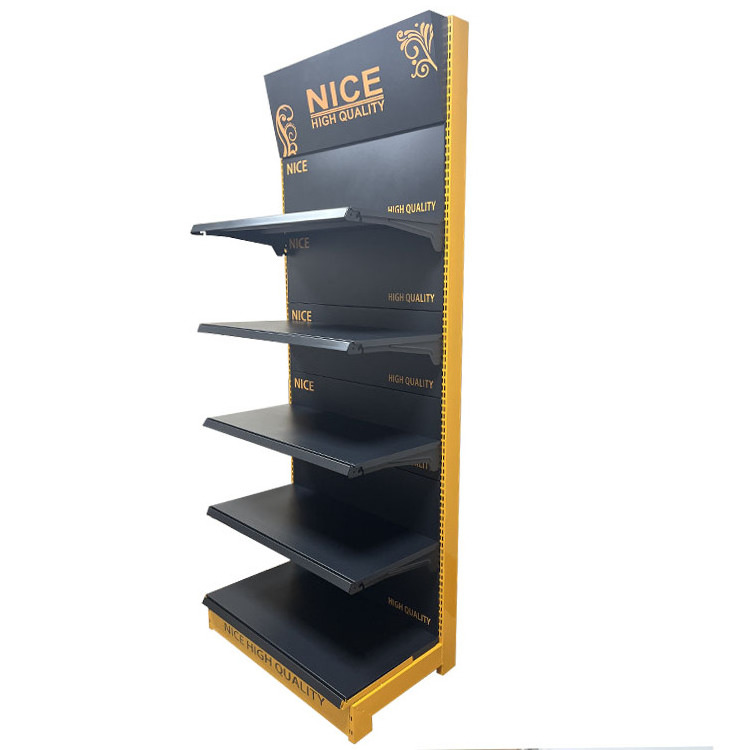 black and yellow shelves for  shops and supermarket