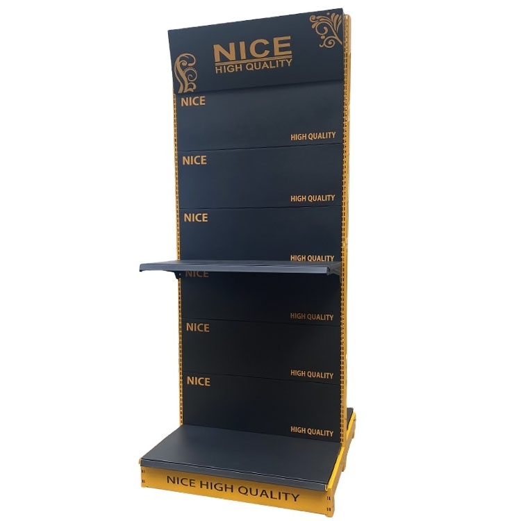 black and yellow shelves for  shops and supermarket