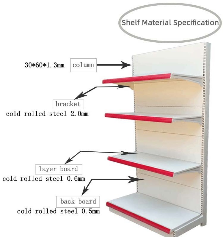 Q235 Mental Milk White Flat Panel Supermarket Display Rack Retail Store Shelf Heavy Duty Supermarket Shelves