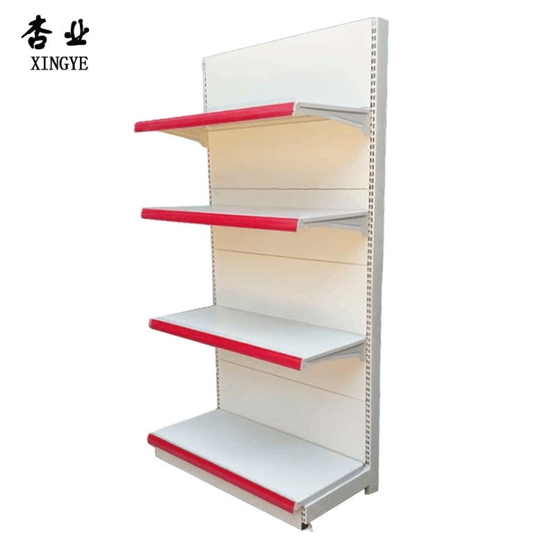 Q235 Mental Milk White Flat Panel Supermarket Display Rack Retail Store Shelf Heavy Duty Supermarket Shelves