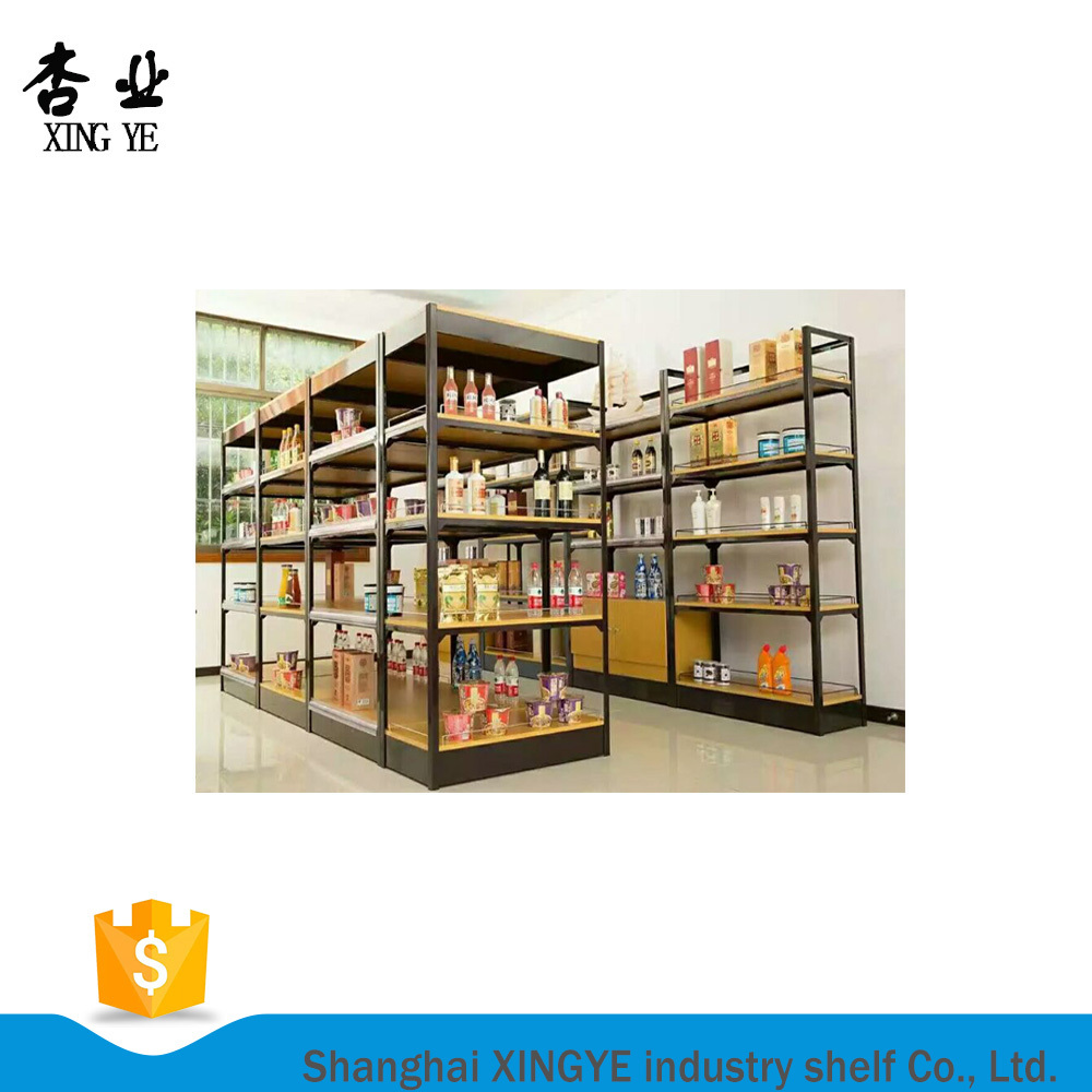 Simple free Supermarket Shelves Display Cabinets Multi-Storey Steel Wood Storage Shelves