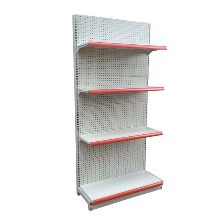 Factory price multi layers steel supermarket shelf high quality metal double single sided fixed rotary used gondola shelves