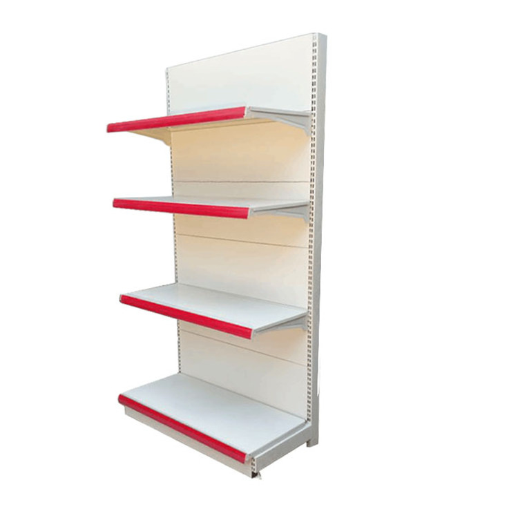 Factory price multi layers steel supermarket shelf high quality metal double single sided fixed rotary used gondola shelves