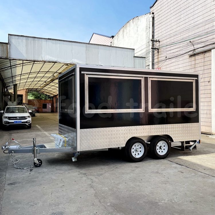 Factory Supply Remorque Food Trucks Fiberglass Fruit Sale Trailer Electric Brake with Full Kitchen for Sale Mobile Restaurant