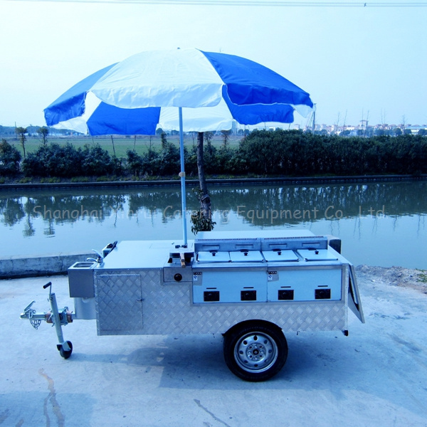 hot dog mobile food cart for sale with sun umbrella