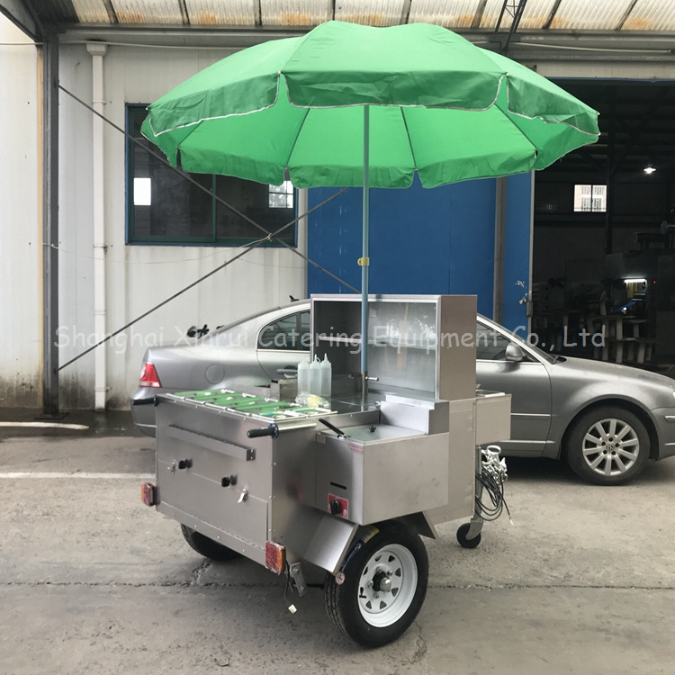 Mini Mobile Snack Food Trolley Fruit Juice Kiosk Self Fruit Carts Flour Mill Cart Single Industrial Pc for Sale Street Fruit Car