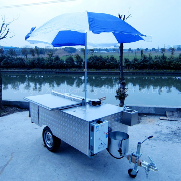 hot dog mobile food cart for sale with sun umbrella