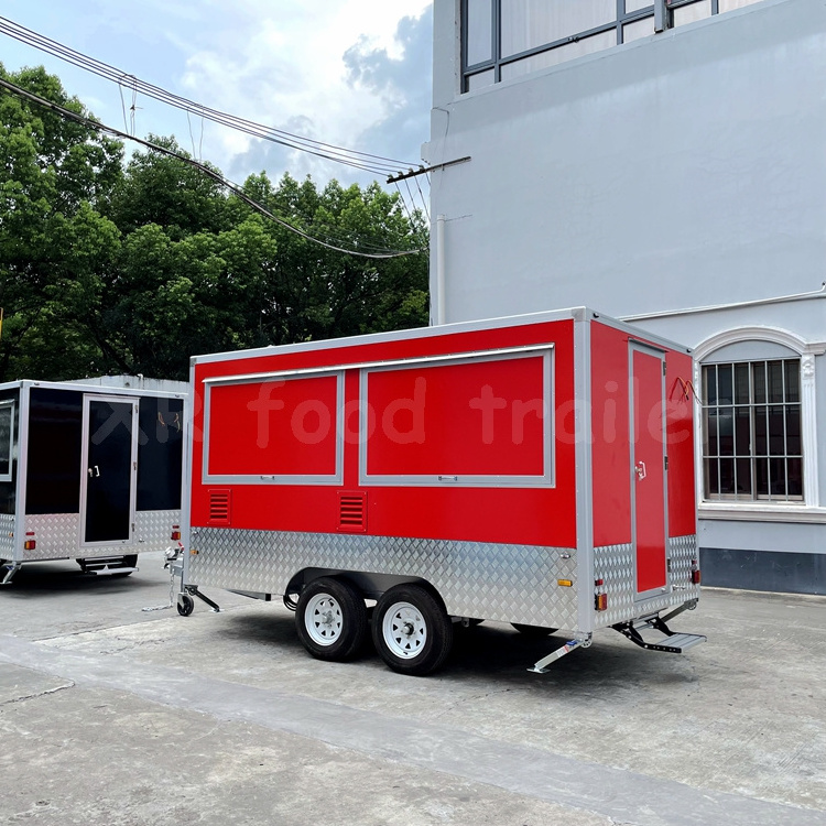 Catering Concession Food Trailers Fully Equipped Foodtruck Fast Food Cart Mobile Kitchen Food Truck with full kitchen square