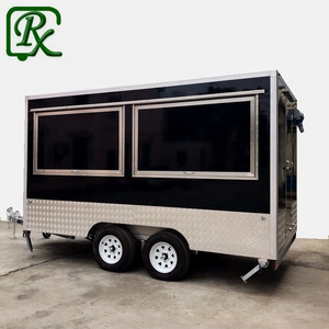 Used Food Mobile Kitchen Truck Trailer for Lease Electric Brake Vending Snack Fiberglass L385*w210*h210cm Restaurant Fruit Truck