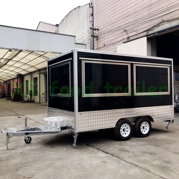 Used Food Mobile Kitchen Truck Trailer for Lease Electric Brake Vending Snack Fiberglass L385*w210*h210cm Restaurant Fruit Truck