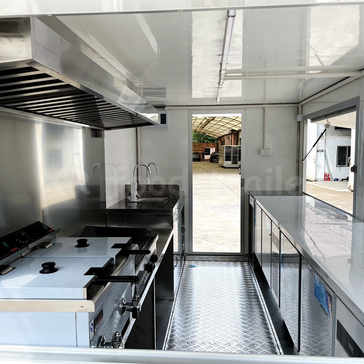 Catering Concession Food Trailers Fully Equipped Foodtruck Fast Food Cart Mobile Kitchen Food Truck with full kitchen square