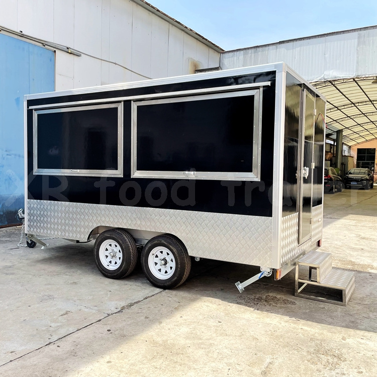 Factory Supply Remorque Food Trucks Fiberglass Fruit Sale Trailer Electric Brake with Full Kitchen for Sale Mobile Restaurant