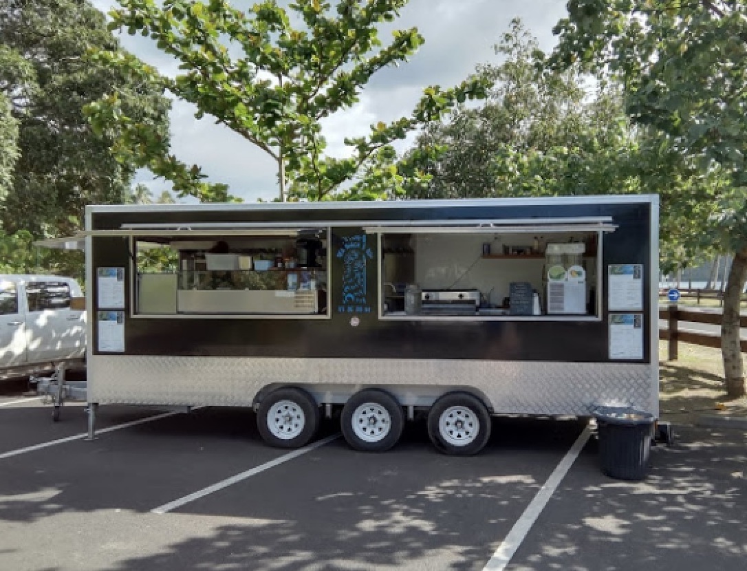 food trucks trailer sign with freezer air conditioner awning for hamburgers to buy purchase food shop