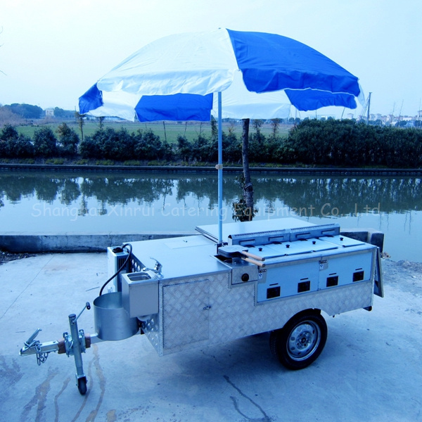 hot dog mobile food cart for sale with sun umbrella