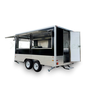 Mobile Mexican Popsicle Ice Cream Cart Fruit Trailer for Sale Multifunctional Square Food Trailer Mobile Kitchen Cart Fiberglass