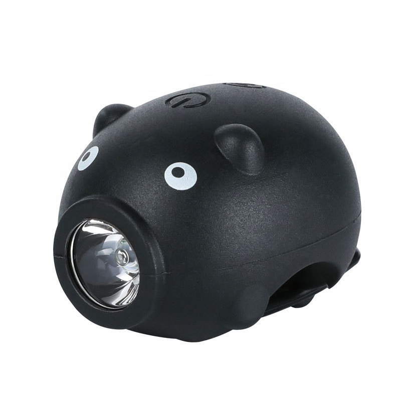 LED Bicycle Front Light with Horn Cartoon Piggy-Shaped Bike Headlight Flashlight for Folding Bike