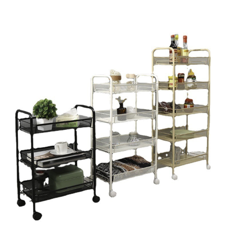 Household cart for food storage rack kitchen floor multi-layer storage rack mobile wheel multi-functional snacks storage