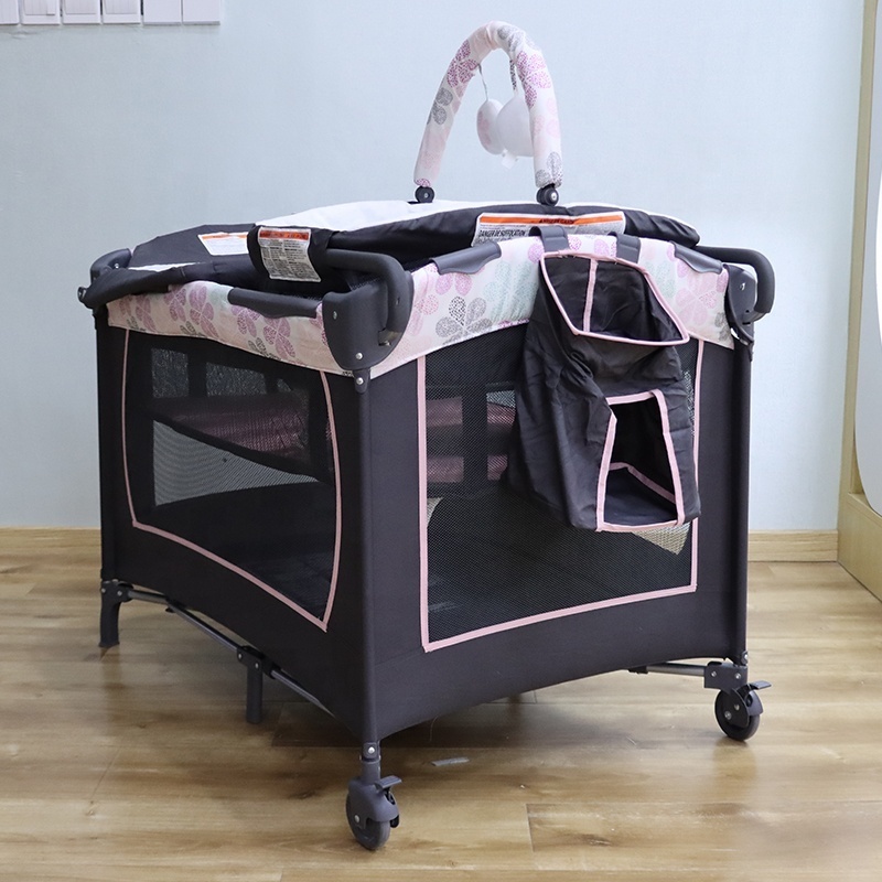 Multifunctional foldable portable baby crib removable baby bassinet with toys baby playpen