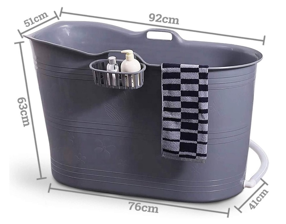 2021 Bath Bucket Grey Seating Bath for adults and children Plastic Mobile bathtub For Small bathrooms