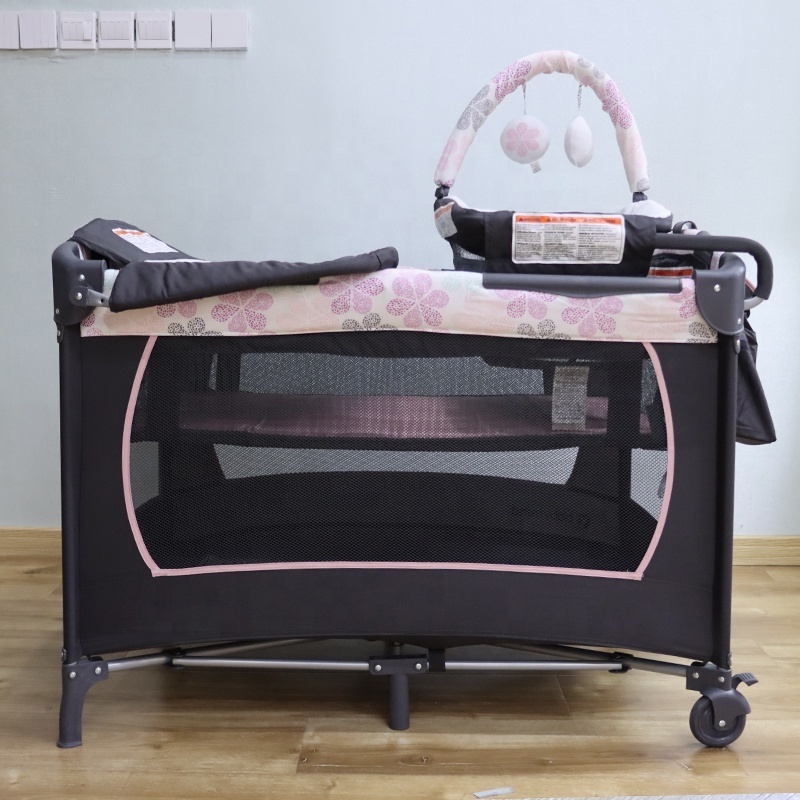 Multifunctional foldable portable baby crib removable baby bassinet with toys baby playpen