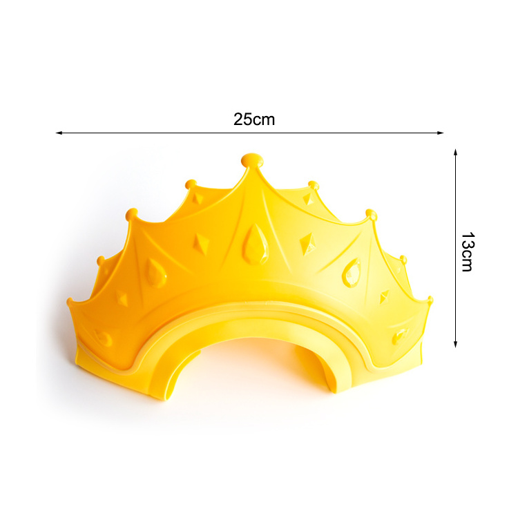 Crown Soft Silicone Adjustable Waterproof Baby Shower Cap Plastic Yellow Shower Cap For Kids