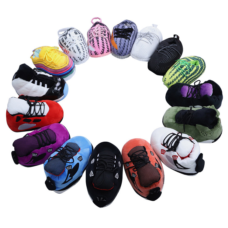 New arrival personalized soft cozy unisex bedroom sport sneaker plush slippers indoor